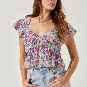 ASTR Flutter Sleeve Top
